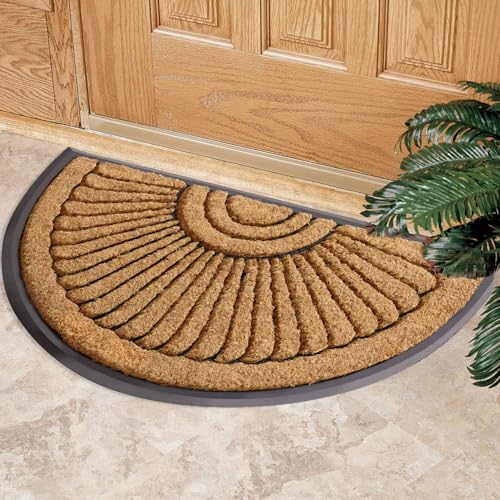 Sun Ray Inlaid Coir Doormat - Half Round - 24" x 39" - close-up product view