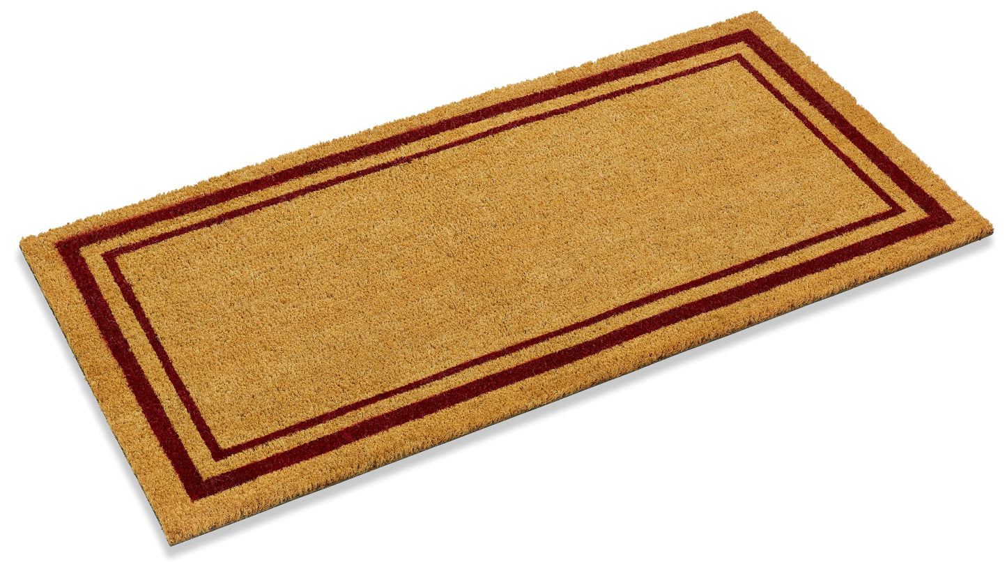 Ecomills Blue Border Coco Coir Doormat, 18" x 30", Non-Slip Backing Front Door Mat for Outdoor Indoor Entrance