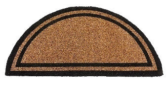 Half Round Black Border Coir Doormat with Woven Back