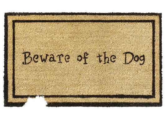 beware of the dog doormat front