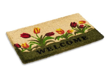 Welcome Tulip Coir Doormat