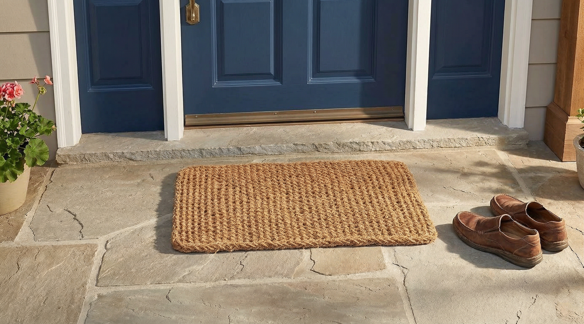 Dragon Coir Rectangle Doormat thickness and scale detail - SKU 1405