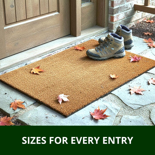 Heavy Duty Coco Coir Doormat with Non-Slip Vinyl Backing, 0.5" Thick - Entryway Mats - Natural & Durable