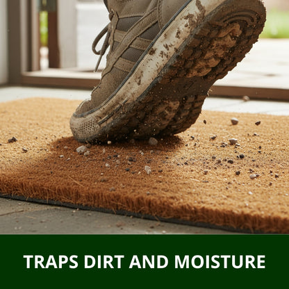 Heavy Duty Coco Coir Doormat with Non-Slip Vinyl Backing, 0.5" Thick - Entryway Mats - Natural & Durable