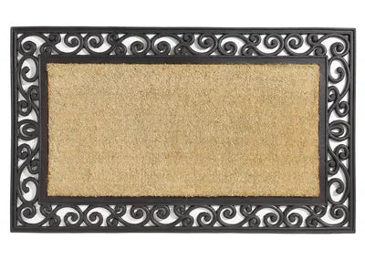 Inlaid Scroll Coir Doormat - 24" x 39" - alternate product view