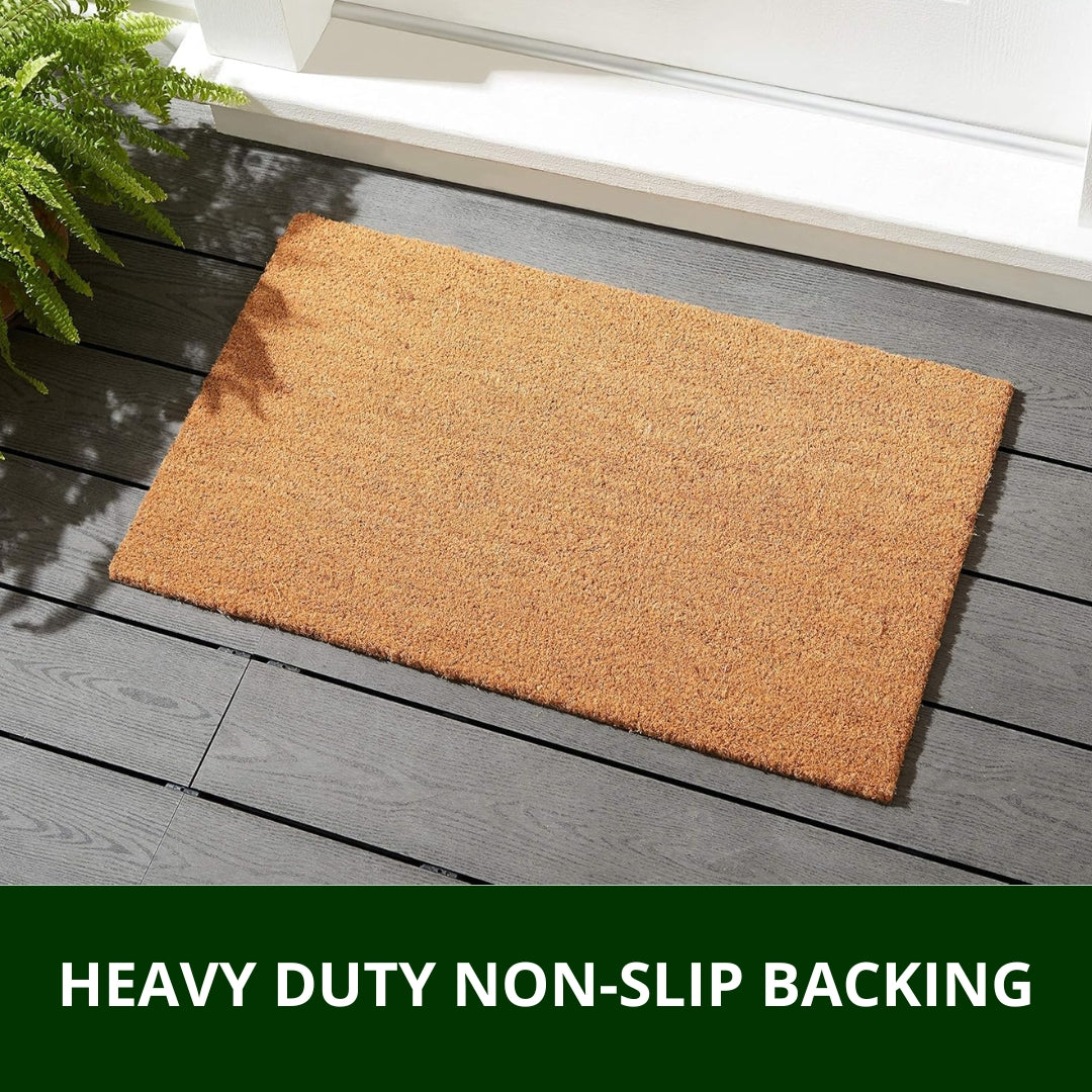 Heavy Duty Coco Coir Doormat with Non-Slip Vinyl Backing, 0.5" Thick - Entryway Mats - Natural & Durable