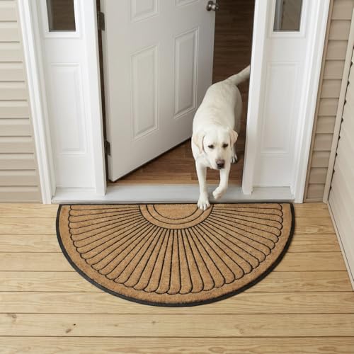Sun Ray Inlaid Coir Doormat - Half Round