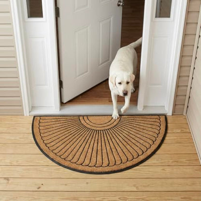 Sun Ray Inlaid Coir Doormat - Half Round
