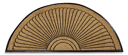Sun Ray Inlaid Coir Doormat - Half Round