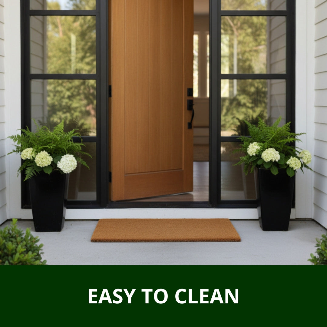 Heavy Duty Coco Coir Doormat with Non-Slip Vinyl Backing, 0.5" Thick - Entryway Mats - Natural & Durable