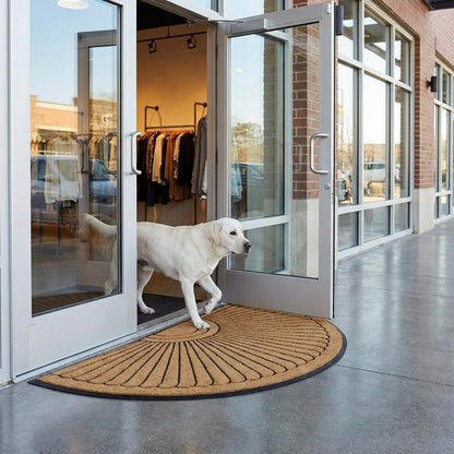 Sun Ray Inlaid Coir Doormat - Half Round