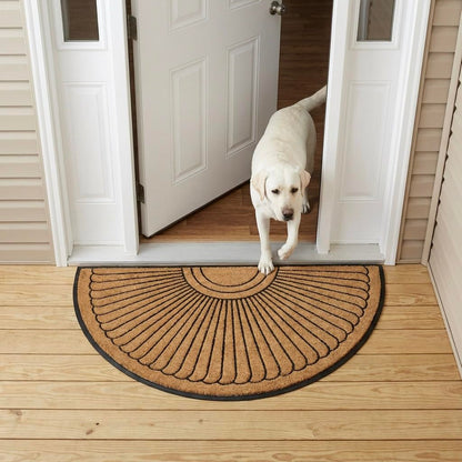 Sun Ray Inlaid Coir Doormat - Half Round