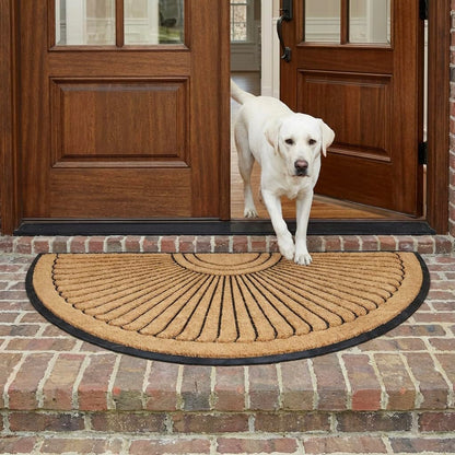 Sun Ray Inlaid Coir Doormat - Half Round