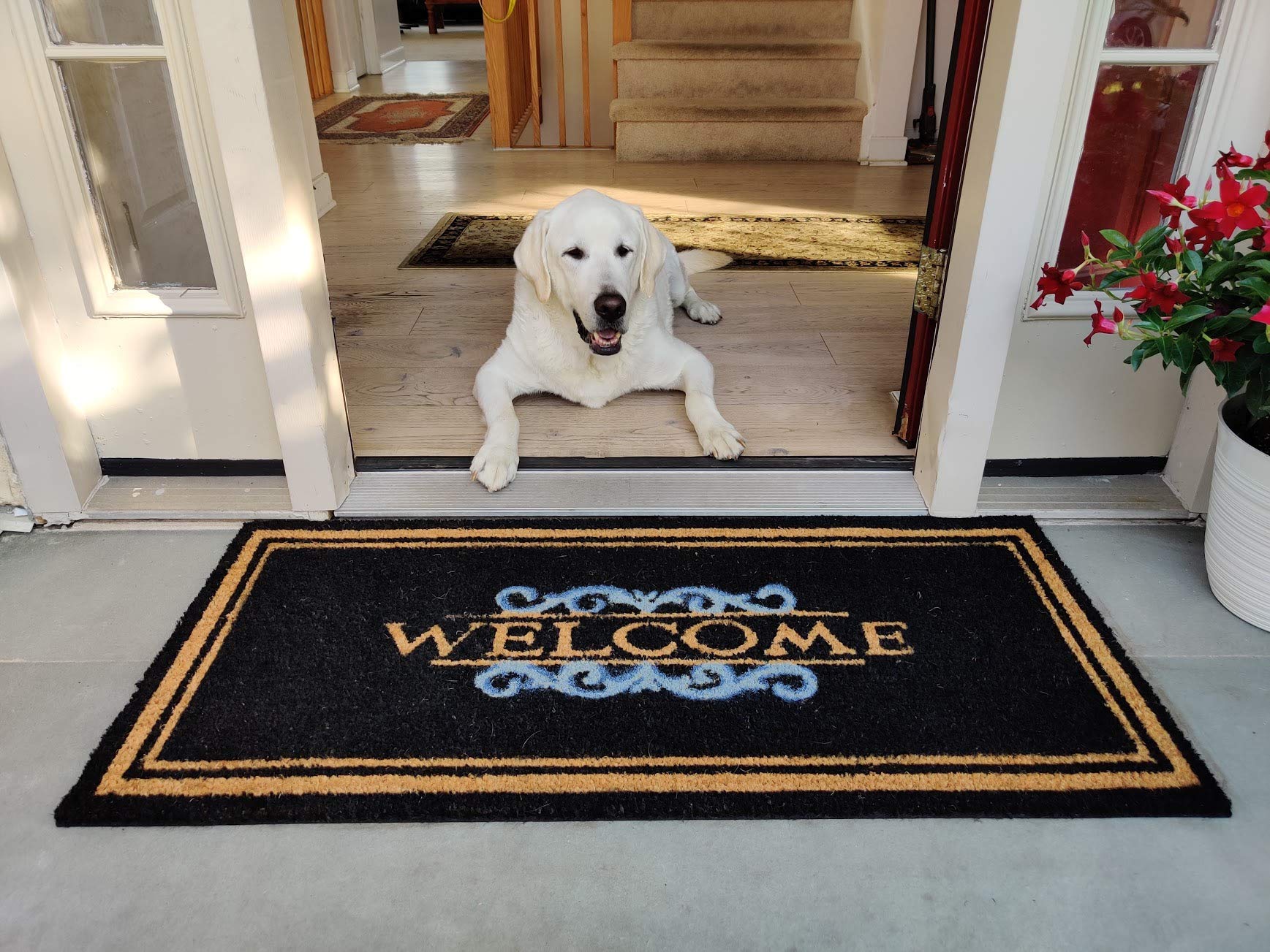 Elegant Welcome Coir Doormat with Non-Slip Vinyl Backing - alternate product view