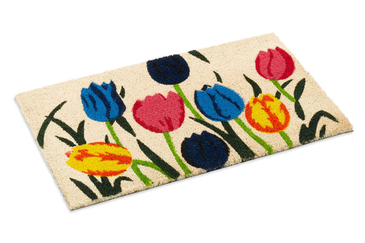 Multi-Tulip Coir Doormat with Non-Slip Vinyl Backing - main product photo
