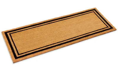 Border Coir Doormat with Non-Slip Vinyl Backing - 24" x 60" / Black - close-up product view - view 1