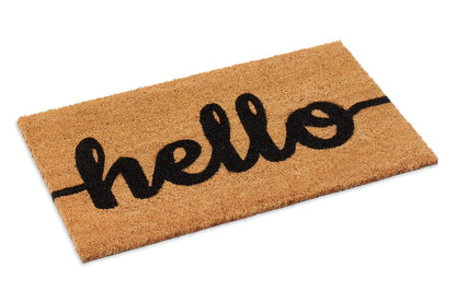 Hello Coir Doormat with Non-Slip Vinyl Backing