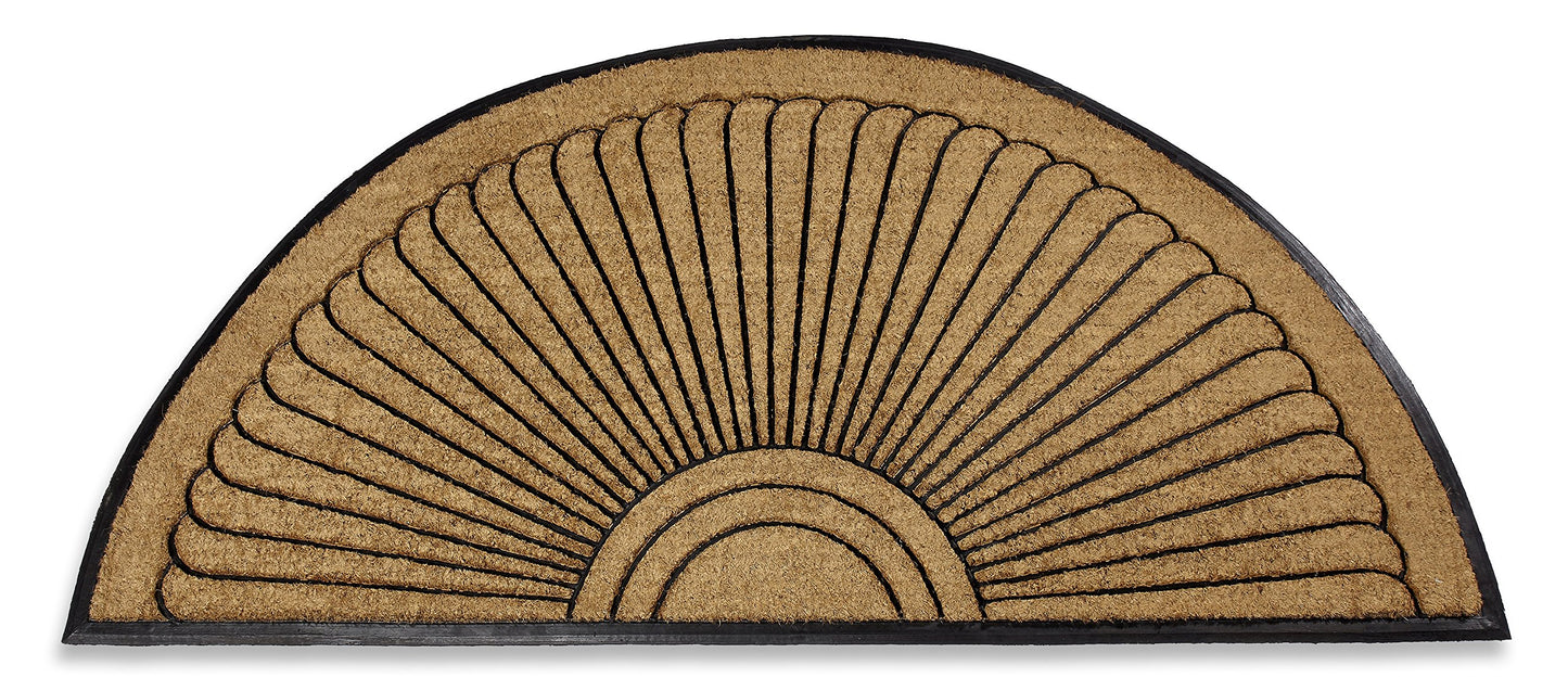 Sun Ray Inlaid Coir Doormat - Half Round