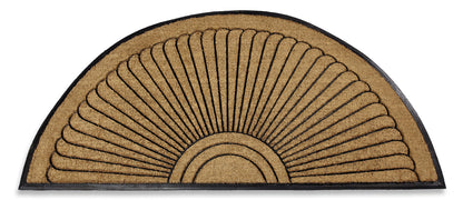 Sun Ray Inlaid Coir Doormat - Half Round