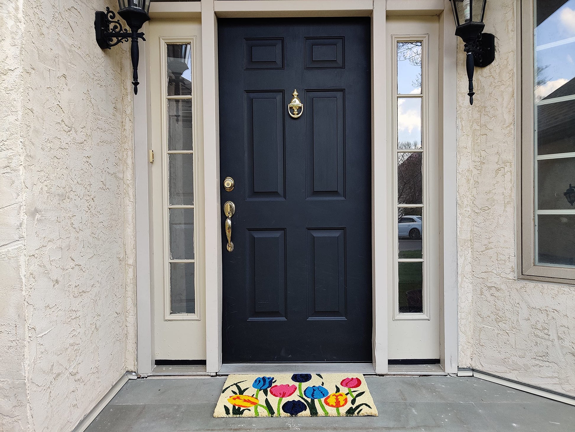 Multi-Tulip Coir Doormat with Non-Slip Vinyl Backing - alternate product view