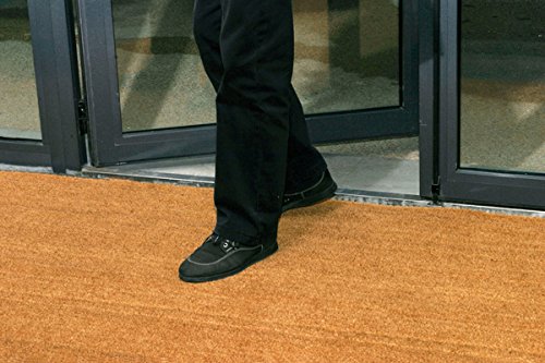 Coir mat surface and vinyl backing detail underfoot