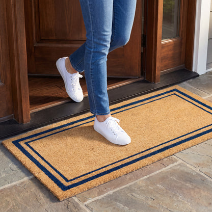 Blue Border Coir Mat, Vinyl Back, 24" x 60"
