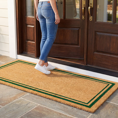 Green Border Coir Mat, Vinyl Back, 36" x 72"