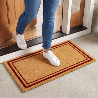 Red Border Coir Mat, Vinyl Back, 22" x 36"