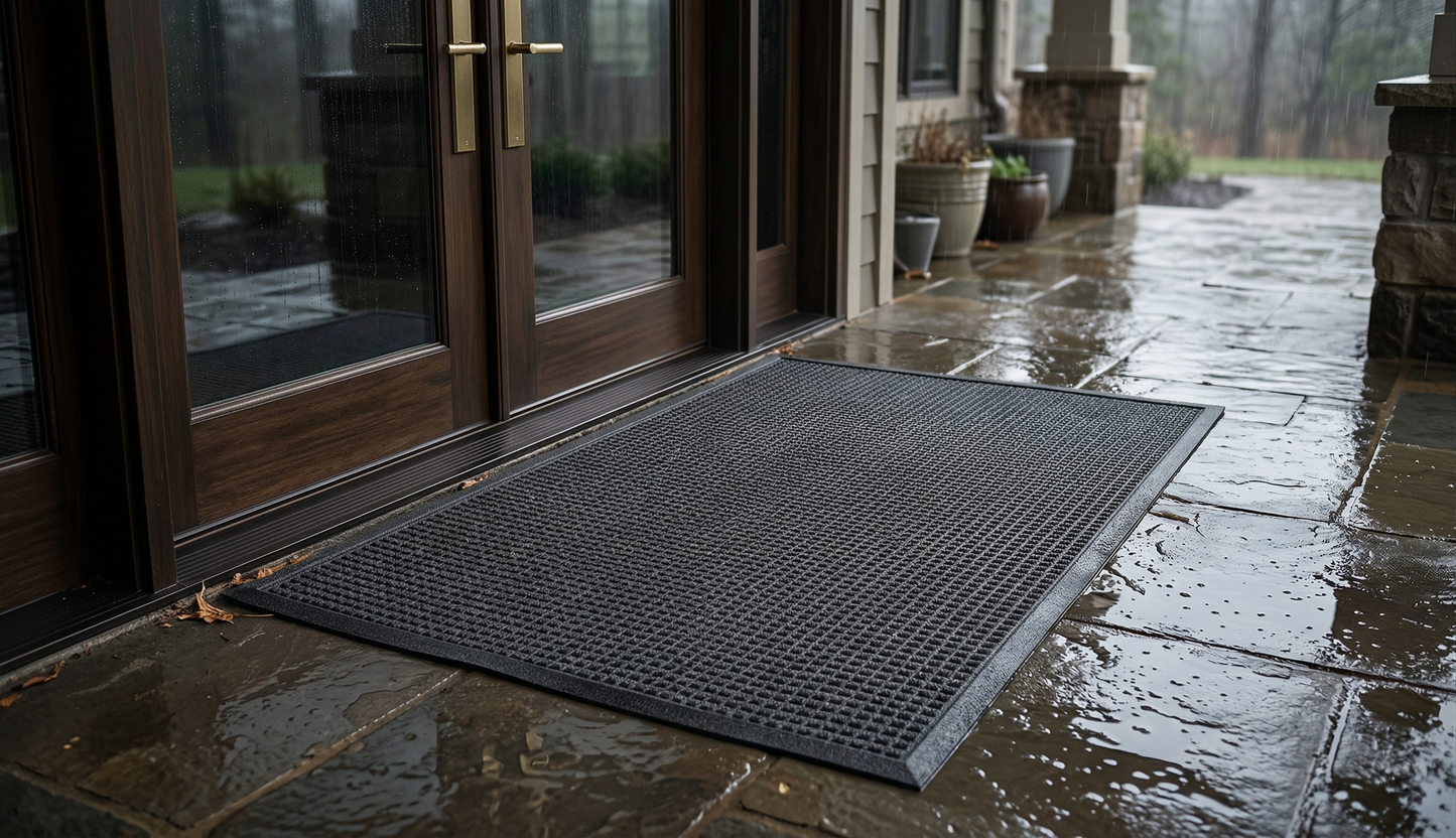 Charcoal Eco Water Trapper Entrance Mat - lifestyle entryway view