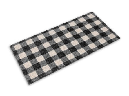 Buffalo Plaid Black Coco mat with vinyl backing