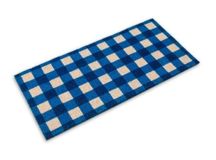 Buffalo Plaid Coir Doormat - 18" x 30" / Blue - close-up product view