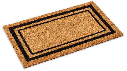 Double Black Border Coco mat with vinyl backing, low clearance, 1/2" Thick