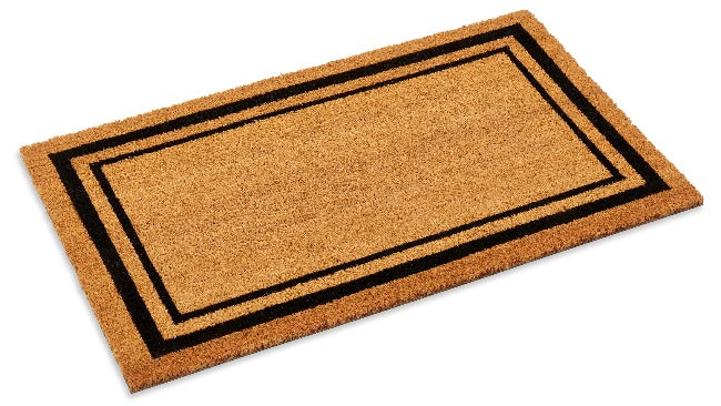 Double Black Border Coco mat with vinyl backing, low clearance, 1/2" Thick