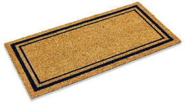 Double Navy Border Coco mat with vinyl backing, low clearance, 1/2" Thick