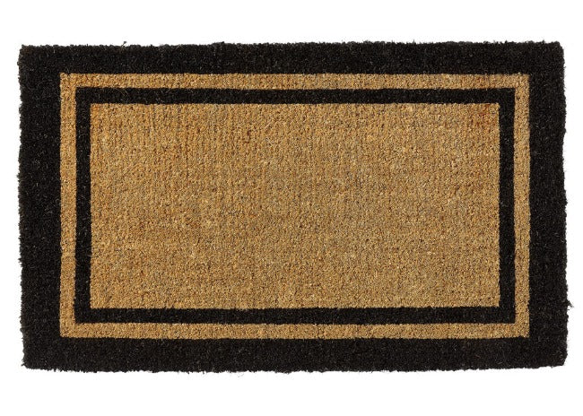 Black Border Coir Doormat with Woven Back