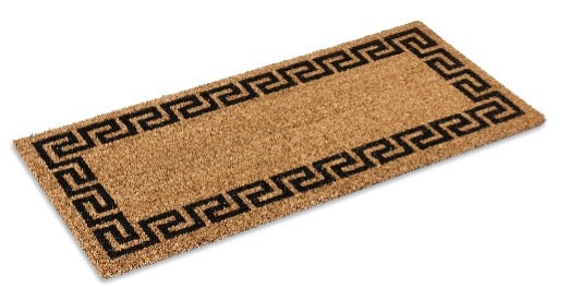 Black Greek Key Coir Doormat