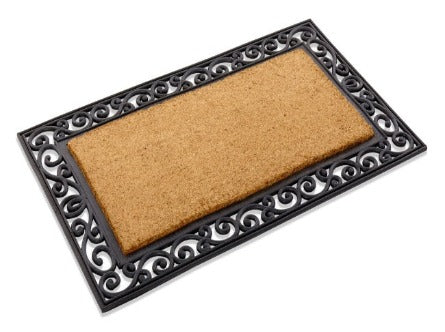 Inlaid Scroll Coir Doormat