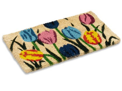 Multi-Tulip Welcome Coir Doormat